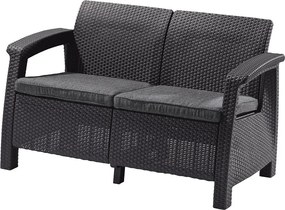 Sötétszürke műrattan kerti kanapé Corfu – Keter