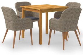 vidaXL 5 részes barna kerti étkezőgarnitúra