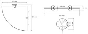 SAPHO XR603 X-Round E üveg sarokpolc 25 x 25 cm