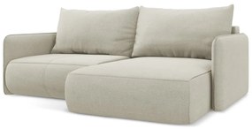 Krémszínű kinyitható-tárolóhelyes sarokkanapé (jobb oldali) Nanea – Makamii