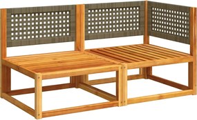 Kétszemélyes akácfa és rattan kerti kanapé párnákkal