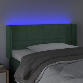 sötétzöld bársony LED-es fejtámla 93 x 16 x 78/88 cm