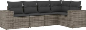 vidaXL 5 részes szürke polyrattan kerti ülőgarnitúra párnákkal