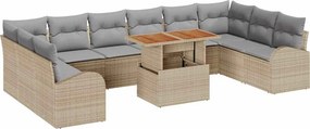 vidaXL Kerti Kanapé Szett tárolóval 11 pcs Bézs Poli rattan