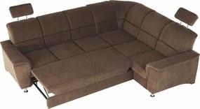 Kinyitható ülőgarnitúra, barna szövet, jobbos, SANTIAGO