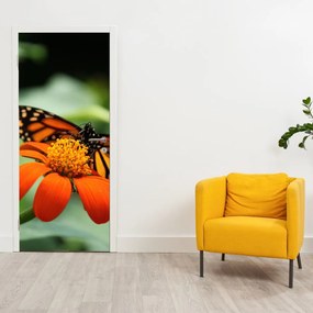 Fotótapéta ajtóra - Pillangó egy virágon (95x205cm)
