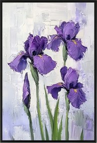 Poszter Keret Alumínium Olaj Impasto Természet Kert Lila Íriszek 40x60