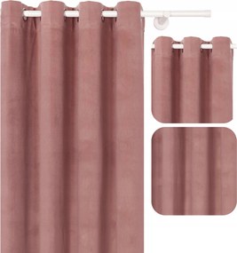 Velúr Függöny Kerekekkel 140x240 Rózsaszín Púder Rózsaszín Szobafüggöny