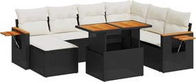 vidaXL 8 részes fekete polyrattan kerti ülőgarnitúra párnákkal