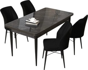 Arp étkezőgarnitúra, fekete márvány-fekete, 110 cm