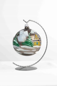 Opál Karácsonyi gömb állványon 10 cm