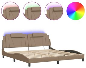 cappuccino színű ágykeret Viana LED-ekkel matrac nélkül 200 x 200 cm