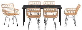 7 darabos kerti étkezőgarnitúra barna poli rattan