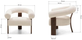 Krém design fotel KOKEI ALIA, dió színű dekor