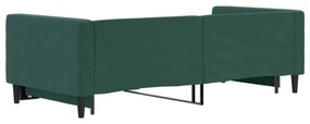 sötétzöld kihúzható bársony heverő 90 x 200 cm