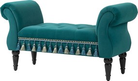 HOMCOM Kárpitozott Pad, Bársonyos Megjelenés, Luxus Ágyvég Pad Fával, Előszobai Pad a Hálószobához, Max. 150 kg Teherbírás, Zöld, 117 x 40 x 58 cm | A