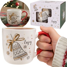 Karácsonyi porcelán bögre csengő motívummal, Ajándékba Csomagolva 320ml