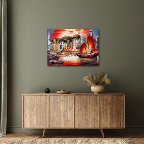 Kép - Victoria Harbour, Hong Kong, olajfestmény (70x50 cm)