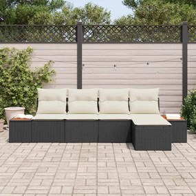 Kerti Kanapé Szett 5 pcs Fekete és krémszínű 184 x 62 x 85 cm