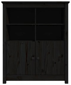 fekete tömör fenyőfa tálalószekrény 83 x 41,5 x 100 cm