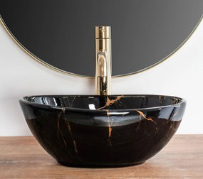 Pultos mosdó Rea Sofia Mini Black Marble Shiny