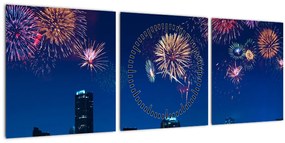 Kép - tűzijáték Miamiban (órával) (90x30 cm)