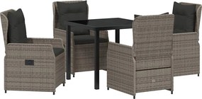 vidaXL Kert étkező szett 5 pcs Szürke polirattan