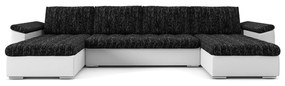 VEGAS 320/160 U alakú kinyitható kanapé Sötétszürke / fehér ökobőr