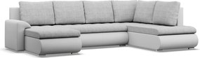 Tokio U sarokkanapé, 3 ágyneműtartóval, fonott + műbőr, jobboldali, szürke - fehér