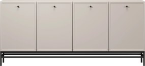 Lorini négyajtós komód 200 cm - kasmír / fekete fogantyúk / fém lábak