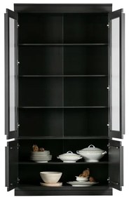 Fekete borovi fenyő tálalószekrény 110x215x44 cm Organize – WOOOD