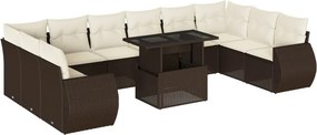 vidaXL 11 részes barna polyrattan kerti ülőgarnitúra párnákkal