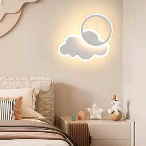 Scienna Led Falilámpa, Fehér, Modern Felhő Design, Hálószobába, 3000K, 24W