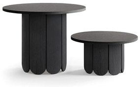 Fekete kerek dohányzóasztal tölgyfa dekorral ø 78 cm Soft – Woodman