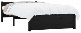 fekete tömör fa ágykeret 90x200 cm