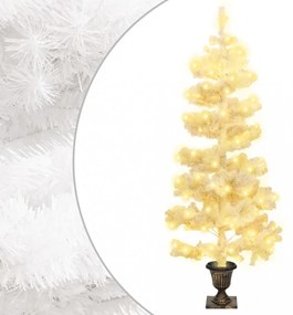 fehér PVC kivilágított kacskaringós karácsonyfa kaspóval 120 cm