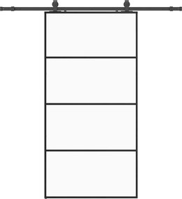 vidaXL fekete ESG üveg tolóajtó fémszerelvény-szettel 102,5x205 cm