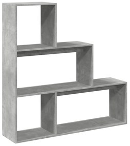 3 szintes betonszürke fa elválasztó könyvespolc 123x29x123 cm