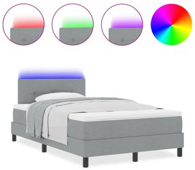 Boxspring Ágy Mattal &amp; LED Fénnyel Szürke 120x200 cm Szövet