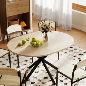 Kihúzható kerek étkezőasztal 100-135 cm 4 és 6 fő részére, natúr fa