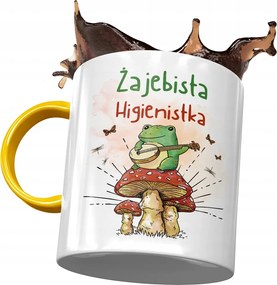 Sárga Bögre Higiénikusnak Békás Higiénikus Nyomtatott Fotóval