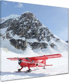 Vászonkép 70x70 Piros repülőgép a hegyekben