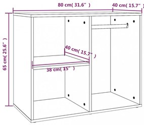 füstös tölgy színű szerelt fa pipereszekrény 80 x 40 x 65 cm