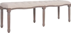 vidaXL krémfehér szövet és tömör fa pad 59,1" x 15,7" x 18,9" .