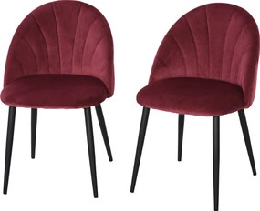 HOMCOM 2 darabos Étkezőszék Szett Konyhai Szék Bordó Bársony Fekete Fém Lábakkal Méretek: 52L x 54W x 79H cm | Aosom