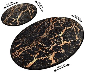 Gold Marble 2 db-os fekete ovális fürdőszobai kilépő szett - Foutastic