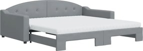 vidaXL világosszürke kihúzható szövet heverő matracokkal 100 x 200 cm