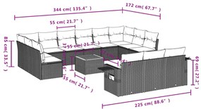 14 részes bézs polyrattan kerti ülőgarnitúra párnával