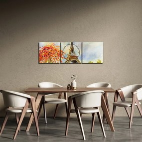 Festett kép az Eiffel-torony (órával) (90x30 cm)