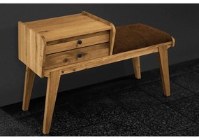 Fiókos tölgyfa pad, narancssárga ülőrésszel Retro - The Beds